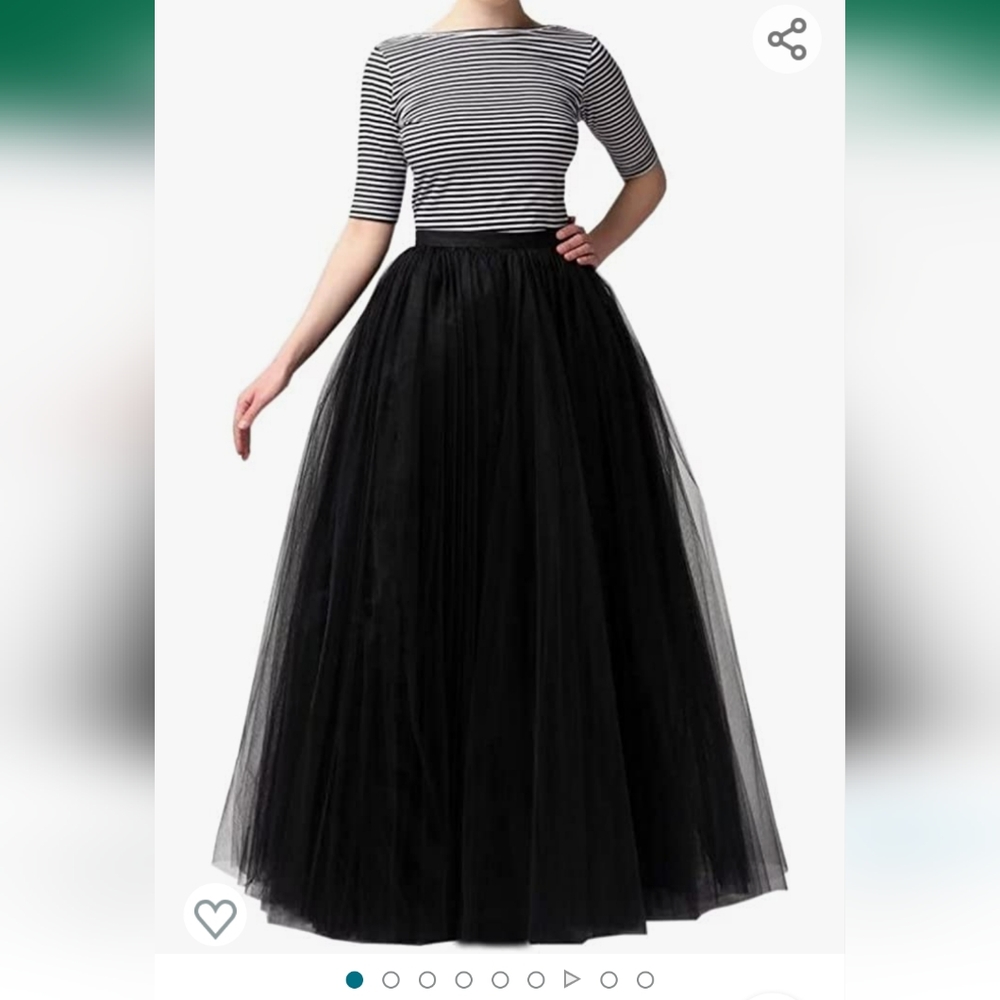 Black tulle floor length skirt
